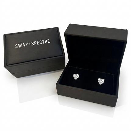 Sterling Silver Earrings • Cubic Zirconia Heart Studs