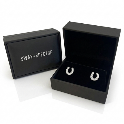 Sterling Silver Earrings • Crystal Horseshoe Studs