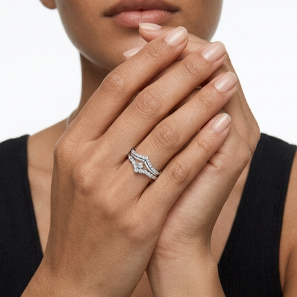 Sterling Silver Ring Set • Cubic Zirconia Multi Stone Stacker Astra + Gigi